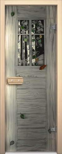 Двери для сауны Арт серия с фьюзингом оконце