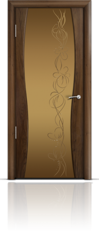 Дверь Мильяна Омега 1 Американский орех Бронзовое стекло рисунок Фантазия