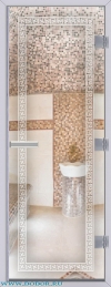Дверь для сауны Хамам 60G бесцветная меандр