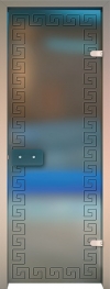 Двери для сауны Хамам Матовое бесцветное стекло меандр